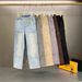 Vintage Washed Denim Work Pants For Men - Double Knee Durable Canvas Cargo Pants, Straight Leg Lumberjack Style (Black, Dark Brown, Moss Green)_mkmklike.com