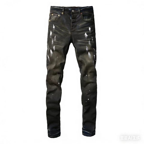 Men's Clothing High Street Rainbow Embroidered Letters Micro Flared Slim Jeans Men's Old Retro Hip Hop Patchwork Pants_mkmklike.com