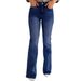 Women's Versatile Distressed Cat Whiskers Slim Fit Stretch Flared Jeans Casual Cotton Denim for Spring/Autumn & Summer_mkmklike.com