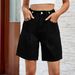 Women's Clothing Spring And Summer Washed Waist Adjustable Denim Shorts_mkmklike.com