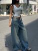 Women's Clothing Retro Blue Loose Straight Leg Jeans For Women Spring And Summer For Formal & Casual For Women_mkmklike.com