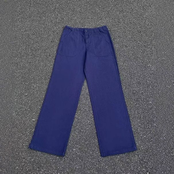 Men's Cleanfit Vintage Washed Blue Denim Pants - Retro Workwear Straight Leg Jeans With Anti-Bacterial Fabric_mkmklike.com