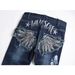 New Foreign Trade Motorcycle Retro Rock Style Rivet Embroidery Loose Straight Stretch Men's Jeans Trendy 3656_mkmklike.com