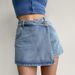 High Waisted A-Line Denim Shorts For Women Light Color Faux Two-Piece Design Slimming Sexy Mini Skirt England Style Fashion_mkmklike.com