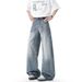 Washed And Made Old Bamboo Scimitar Jeans, The Same For Men And Women, American Loose Straight Versatile Pants, Drape Wide-leg Pants_mkmklike.com