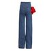 Color-Block High-Waist Jeans – Straight Leg Women’s Trousers (Red, S-L) | Edgy Streetwear & Retro Revival Staple_mkmklike.com