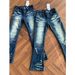 UrbanRebel Men's Slim Stretch Jeans Destroyed Paint & Embroidery Hipster Streetwear Denim Low Waist Pencil Pants Blue Zipper Fly_mkmklike.com