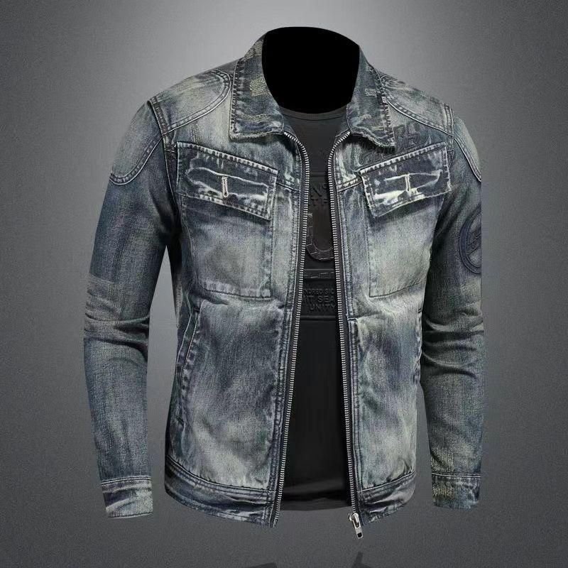Men's Clothing Denim Jacket Retro Color Embroidery Light Luxury Design Jacket Tops_mkmklike.com