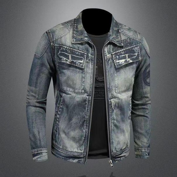 Men's Clothing Denim Jacket Retro Color Embroidery Light Luxury Design Jacket Tops_mkmklike.com