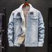 Northfold Fleece-Lined Thickened Denim Jacket For Men, New Autumn And Winter Lamb Wool Men's Casual Jacket, Warm Cotton Coat_mkmklike.com
