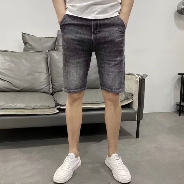 Men's Clothing Men's Summer Denim Shorts Elastic Waist Straight Fit Breeches With Drawstring Thin Slim Fit Pants_mkmklike.com