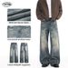 LKTM Men's Retro Washed Distressed Whiskered Loose Fit Jeans Unisex Vintage Style_mkmklike.com