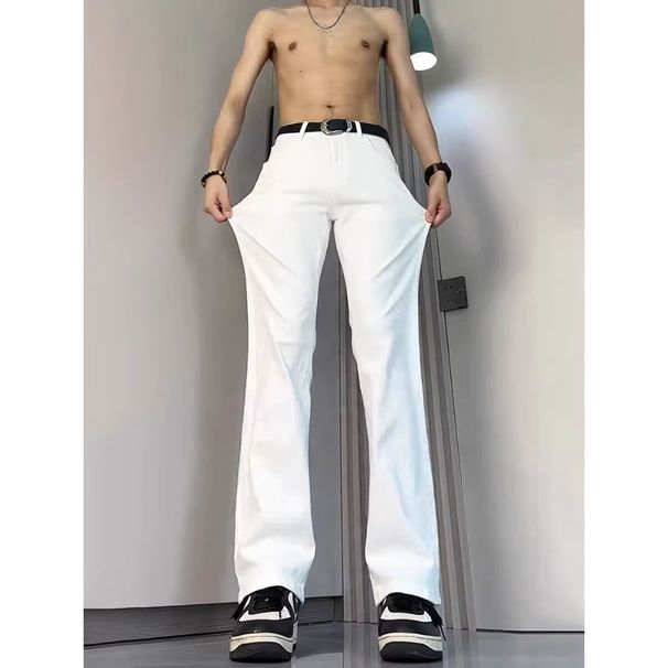 Men's Clothing Men's White Summer Thin Loose Straight Leg Jeans Casual Versatile Long Pants Good Drape For Formal & Casual_mkmklike.com
