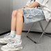 Summer Washed Distressed Denim Shorts Men's Pentagonal Loose High Street Pants Trendy Brand Trendy Five-quarter Pants_mkmklike.com
