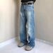 Men's Clothing Vintage Washed Blue Jeans For Men - 90s Relaxed Fit With Slight Flare & Distressed Details (Clean Fit Aesthetic)_mkmklike.com