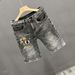 Men's Summer Printed Denim Shorts Slim Fit Mid-Length Casual Breeches Trendy Elastic Thin Pants_mkmklike.com