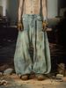 Vintage High-Waisted Distressed Jeans – Oversized Straight-Leg With Red Pendant & Contrast Stitching (S-XXXL)_mkmklike.com