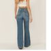 Women's Clothing Wide Leg Jeans High Waist Slim Taste Blue Drape Stretch Straight Pants_mkmklike.com