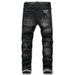 New Men's Skinny Fit Jeans With Rips, Patchwork, Stretch, Paint Splatter, Black Stitching, Distressed Pants_mkmklike.com