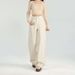 In-stock Three-needle Beige Spring-autumn High-waisted Straight Narrow-fit Women's Jeans With A Wide-leg Drape Effect,_mkmklike.com