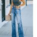 Women's Clothing Mid Waist Straight Leg Mopping Floor Washing Ripped And Torn Denim Trousers_mkmklike.com