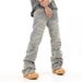 Men's Clothing Retro Heavyweight Distressed Line Bearded Jeans Men's Cleanfit Washed Slimming Pants_mkmklike.com