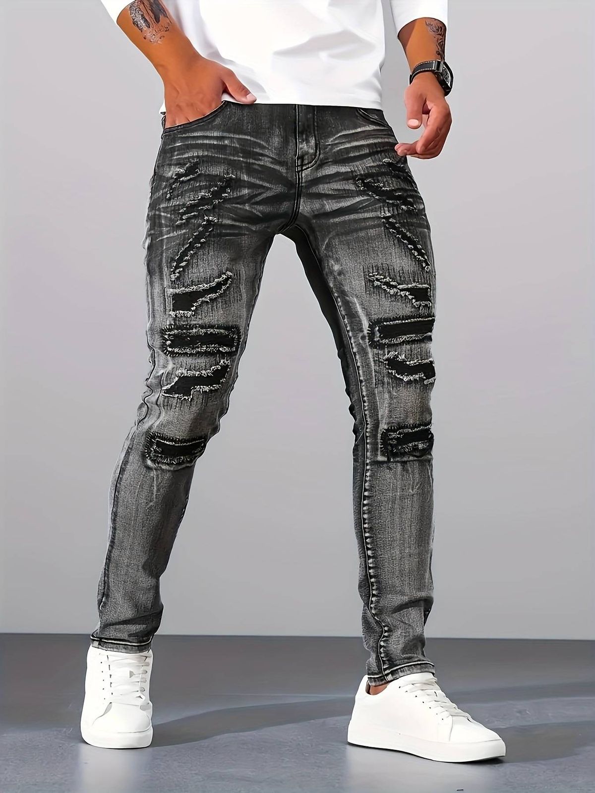 Premium High-Street Men's Jeans – Slim Straight Fit With Stretch (S-2XL, Stonewashed Denim)_mkmklike.com
