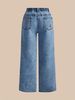 Vintage Washed High-Waisted Jeans – Cherry Blossom Embroidery & Stretch Fit For Women_mkmklike.com