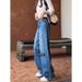 Vintage Blue Wide-Leg Jeans For Women - High Waist Loose Fit Plus Size Denim Pants High-Waist Magic_mkmklike.com