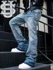 Men's Premium Washed Denim Jeans - US Embroidery & Splatter Paint Hip-Hop Streetwear Jeans_mkmklike.com