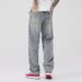 Men's Clothing hiphop pants high street ins trendy brand jacquard full print design jeans men's loose wide leg pants trend_mkmklike.com