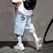 Men's Distressed Fringe Hip-Hop Denim Shorts - US Dollar Print Streetwear 5-Inch Shorts_mkmklike.com