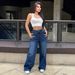 Women's Fashionable Versatile Straight Wide Leg Jeans Chain Washed Finish_mkmklike.com