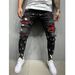 Men's Slim Fit Black Distressed Jeans – Stretch Cotton Skinny Denim Pants With Tapered Leg & Ripped Details For Streetwear_mkmklike.com