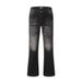 Washed White Denim Flared Long Men's Hippie Back Pocket Ripped Loose Wide-Leg Floor-Length Pants Trendy_mkmklike.com