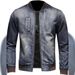 Pulse Pulse Men's 2025 Autumn New Vintage Denim European And American Style Motorcycle Jacket Warm Stand Collar_mkmklike.com