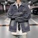 American Washed Denim For Men In Spring, New Trendy Brand High Street Couple Loose Casual Versatile Jacket_mkmklike.com