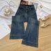 Retro Hong Kong Style Micro Jeans Women, New Spring High-Waisted Double-Buckle Slimming Loose Flare Pants For Petite_mkmklike.com