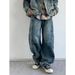 Japanese Retro Washed Denim Jeans For Men & Women - Loose Straight Leg Trousers With Deconstructed Wide Cuff & Pleated Design_mkmklike.com