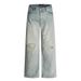 Distressed Straight-Leg Jeans For Men Loose Wide-Leg American Street Style Punk Washed Faded Vintage Design Long Pants_mkmklike.com