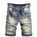 Men's Clothing Summer Denim Shorts Thin Stretch Medium Pants Ripped And Scratched Five Quarter Pants_mkmklike.com
