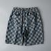 Men's Clothing Washed Denim Shorts Youth Trendy Mid Length Pants Loose Beach Plaid Shorts Men_mkmklike.com