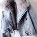 Autumn And Winter New Removable Imitation Fox Fur Rabbit Fur Liner Denim Jacket Women's Short Top Party Jacket_mkmklike.com