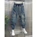 Men's Clothing Patchwork Jeans With Elastic Waist Men’s Summer Slim-Fit Stretch Jeans – Relaxed Cargo Pants With Drawstring Waist & Washed Finish_mkmklike.com