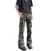 Nordmann Cross-Border Manufacturer Wholesale Retro Multi-Pocket Camouflage Cargo Jeans Men's Stretch Slim Straight Flared Pants_mkmklike.com