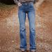 Relaxed Fit Embroidered Jeans For Women – Wide-Leg Comfort Denim With Artisan Back Pocket Detailing (Blue, S-2XL)_mkmklike.com