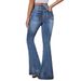 Spring Autumn Women's High Waist Slimming Denim Pants Fashion Elastic Flared All Match European American Style_mkmklike.com