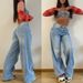 High Waist Straight Jeans For Women Retro American Wide Leg Loose Fit European Style Denim Hot Girl_mkmklike.com