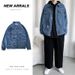 Washed Denim Men's European And American Hiphop Trendy Brand High Street Lapel Jacket Loose Multi-Pocket Workwear Top_mkmklike.com