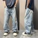 Men's Distressed Splatter Paint Jeans - Loose Fit Straight Leg High Street Vintage Graffiti Denim Pants_mkmklike.com